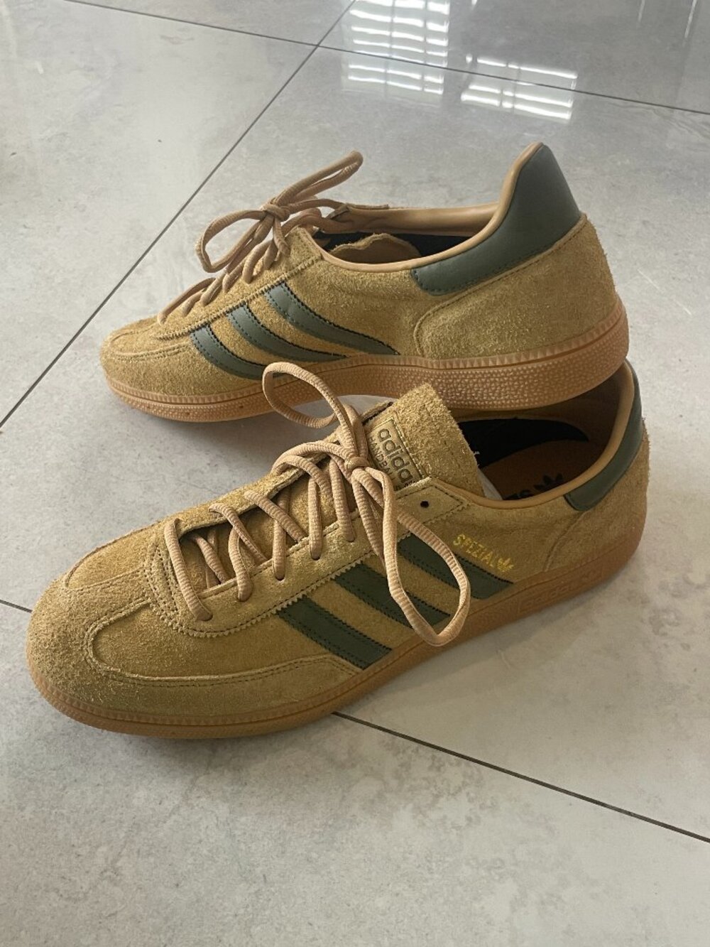 Adidas Handball Spezial Golden Beige Olive sz 12